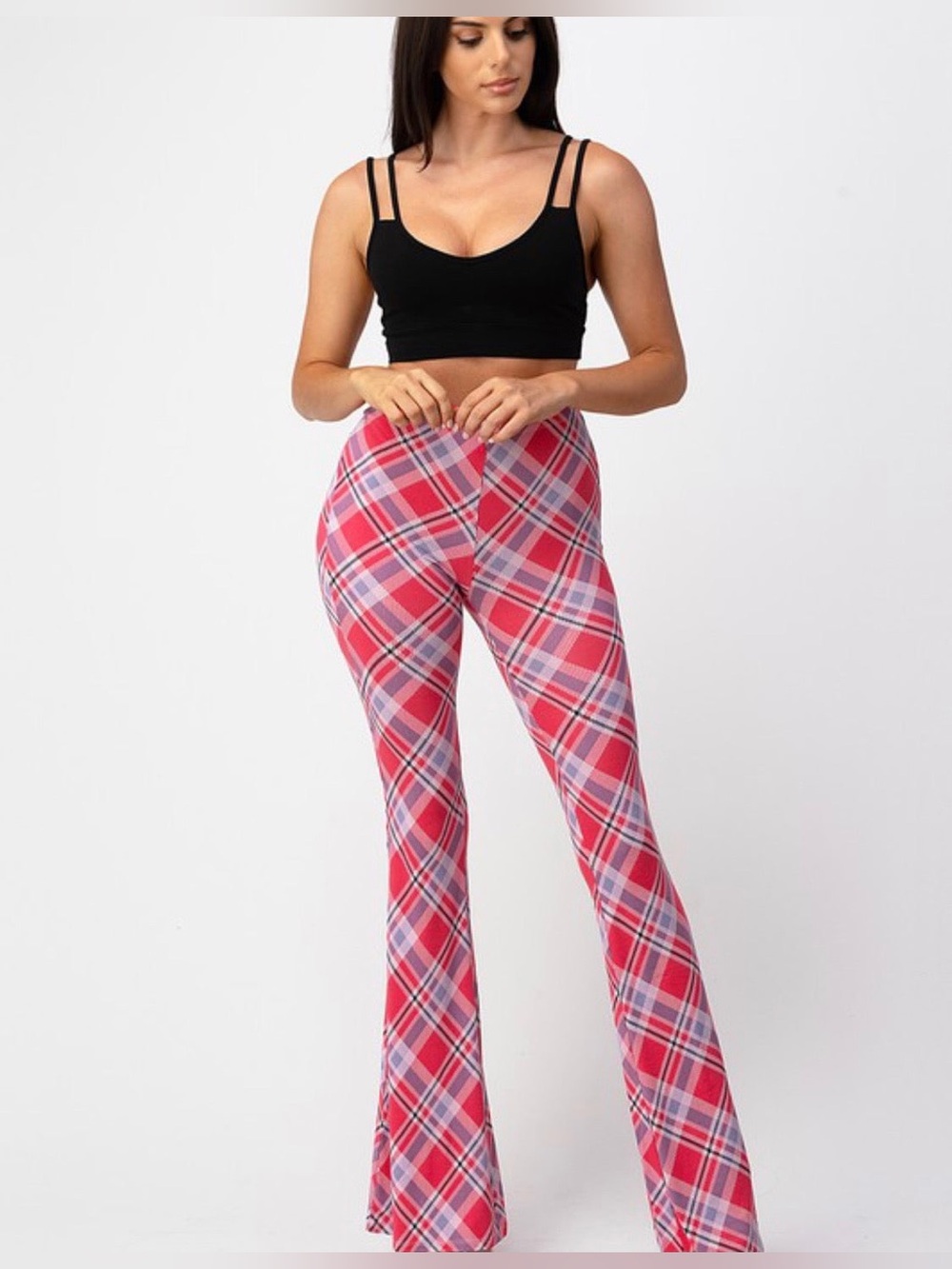 Plaid Flare Women's Pants